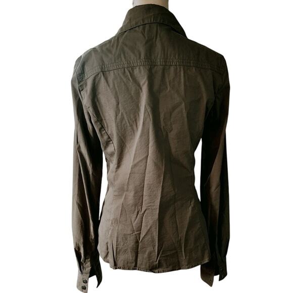 Calliope Women's Long Sleeve Snap Up Military Green Western Style Shirt Size XL - Picture 4 of 8